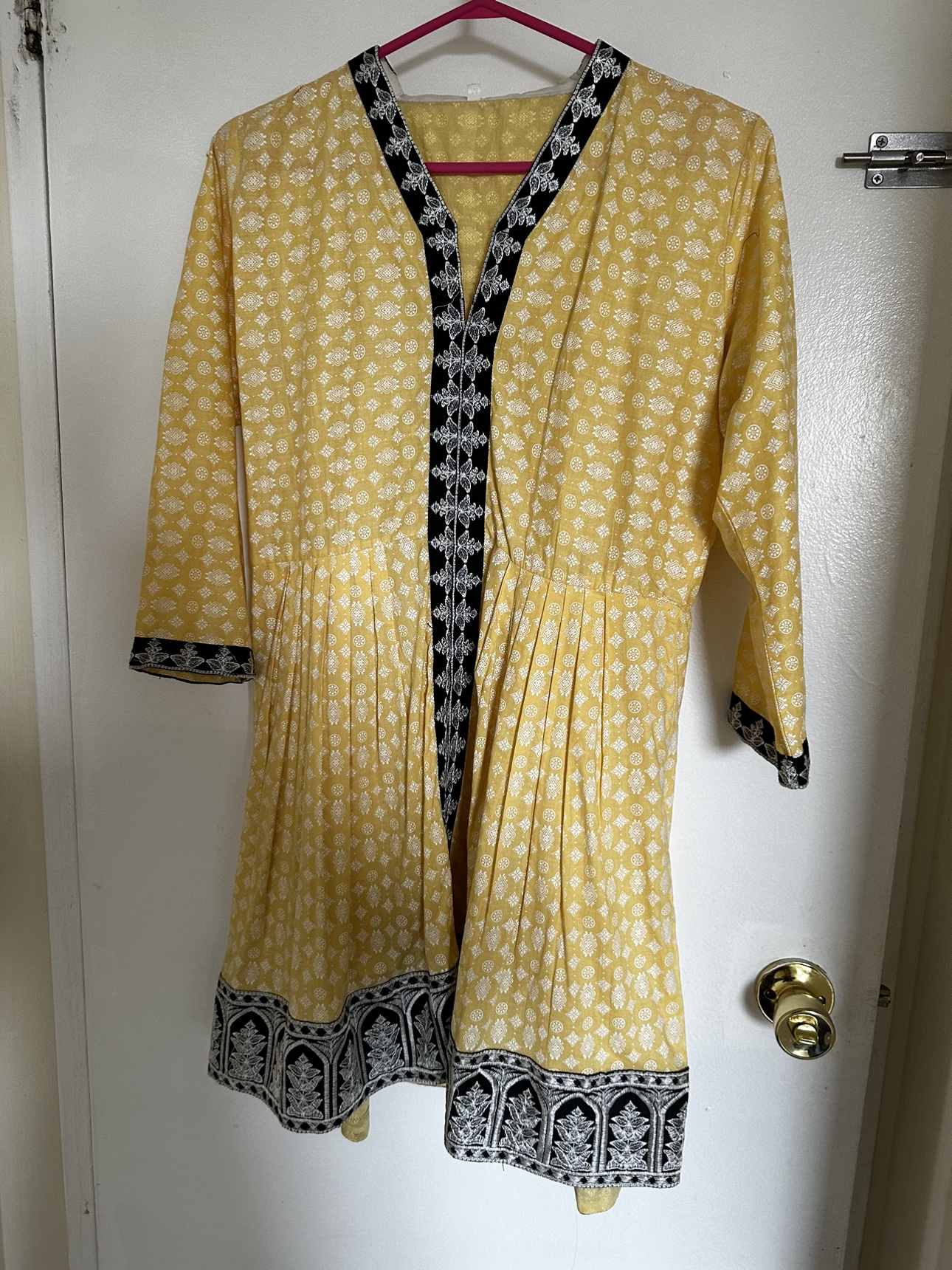 Yellow Floral Embroidered Kurta