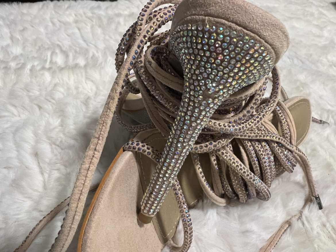 Fashion Nova- Rhinestone Lace Up Heels - photo 4