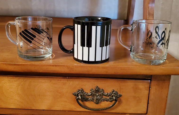 Set of 3 Piano Themed Mugs