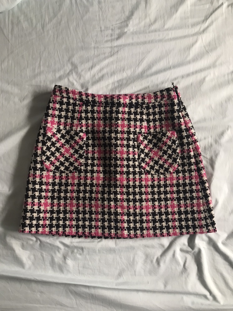 Moschino Pink & Black Plaid Skirt M size thumbnail