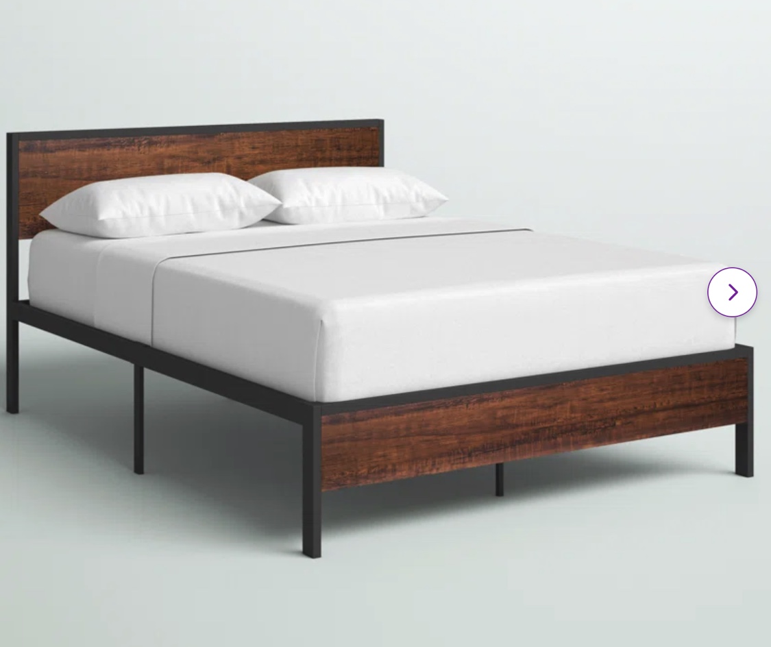 Metal Open-Frame Bed  - sandalwood