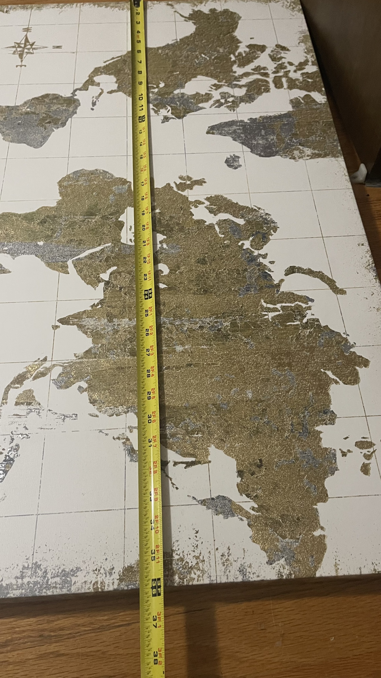 Gold and Silver World Map Canvas wall decoration - photo 4