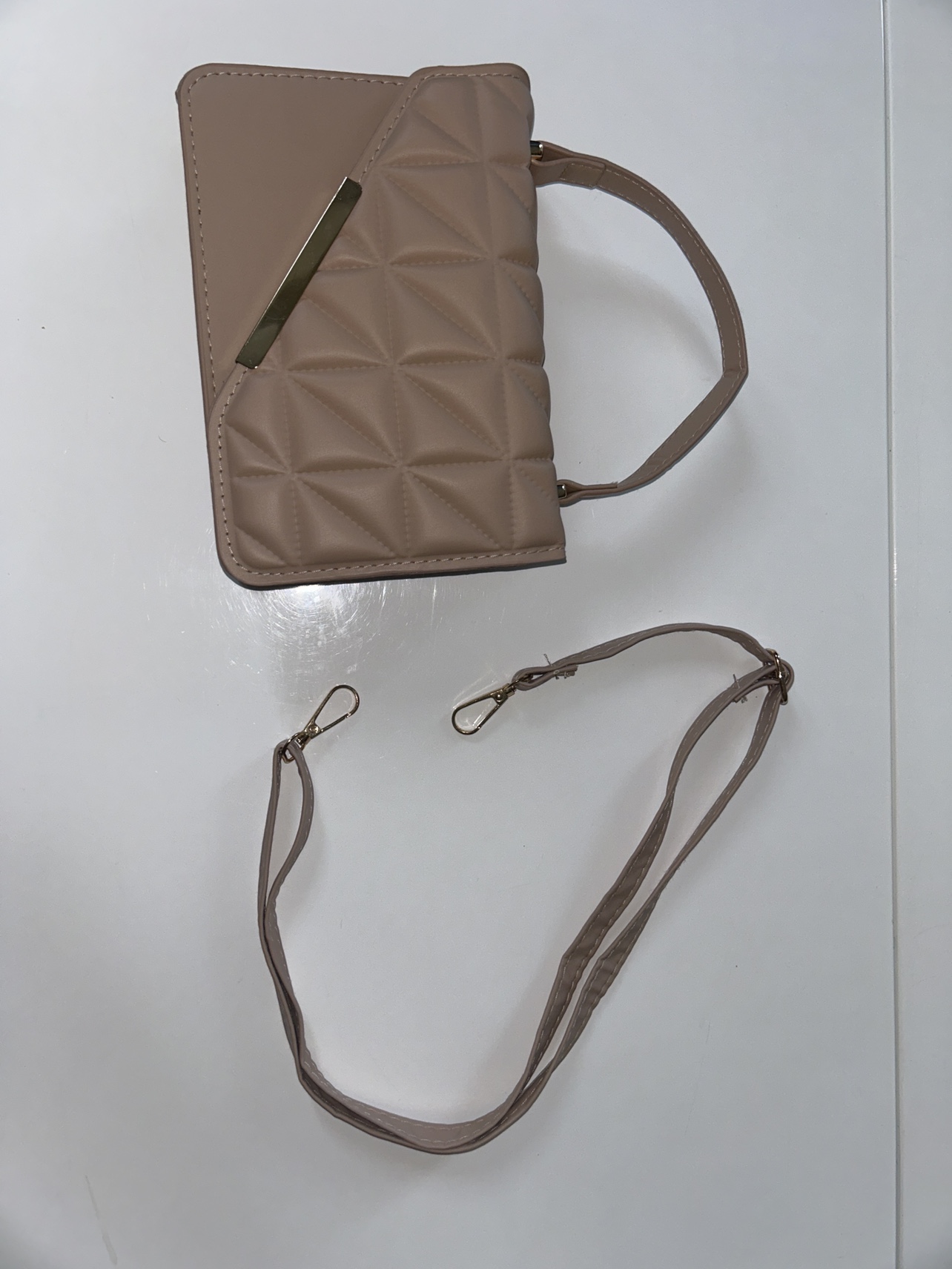 Tan Quilted Faux Leather Handbag image indicator(2)
