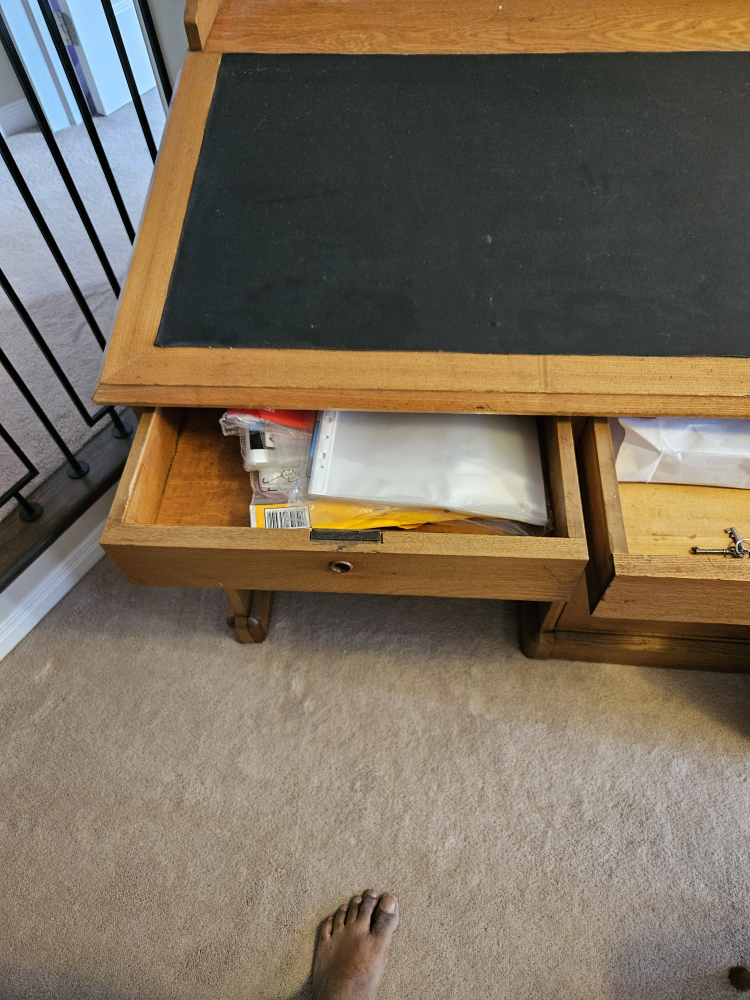 Antique Solid Wood Heavy Writing Desk with Matching Chair image indicator(5)