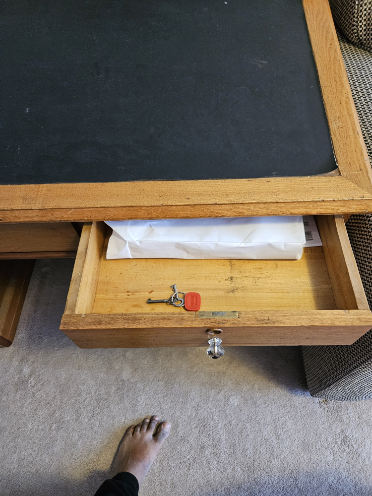 Antique Solid Wood Heavy Writing Desk with Matching Chair image indicator(6)