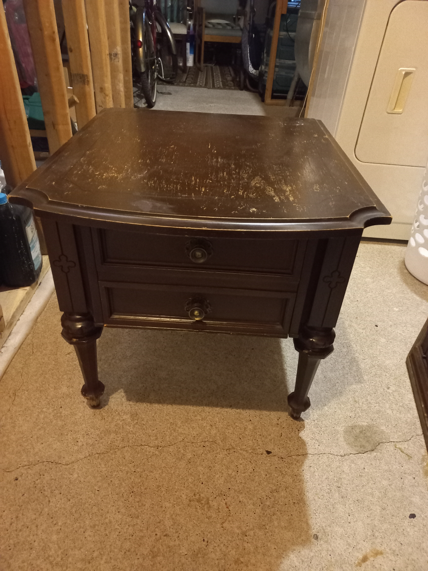 Wood End Table with Two Drawers