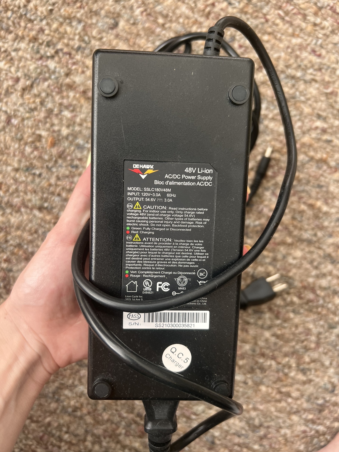 Dehawk battery charger - e bike