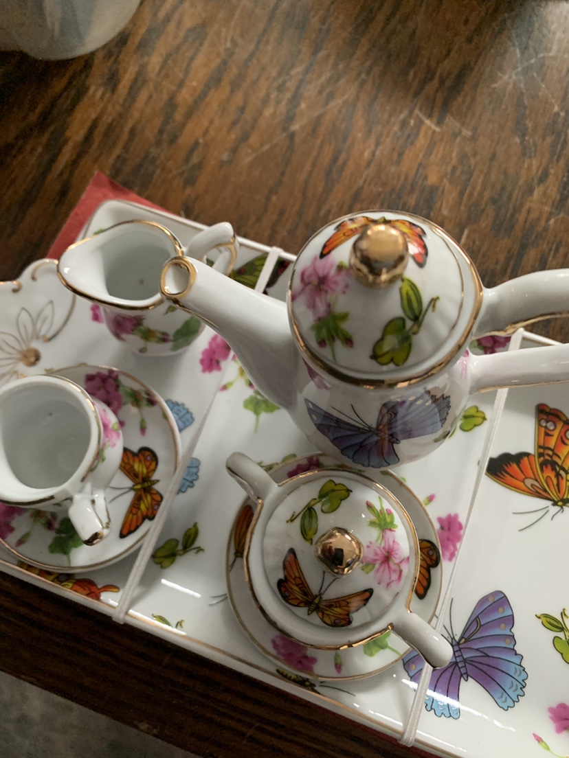 Miniature China Tea Set.Plate,Cup,Tea Pot image indicator(6)