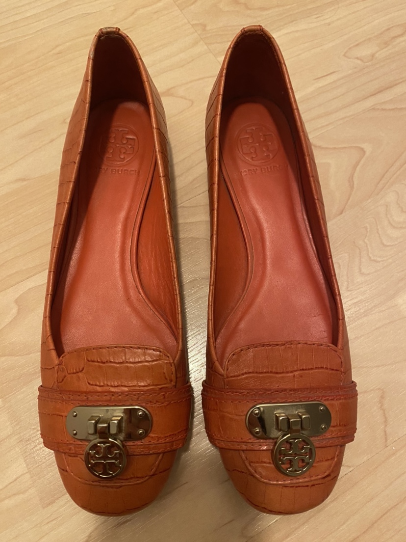 Tory Burch Flats Croc Orange