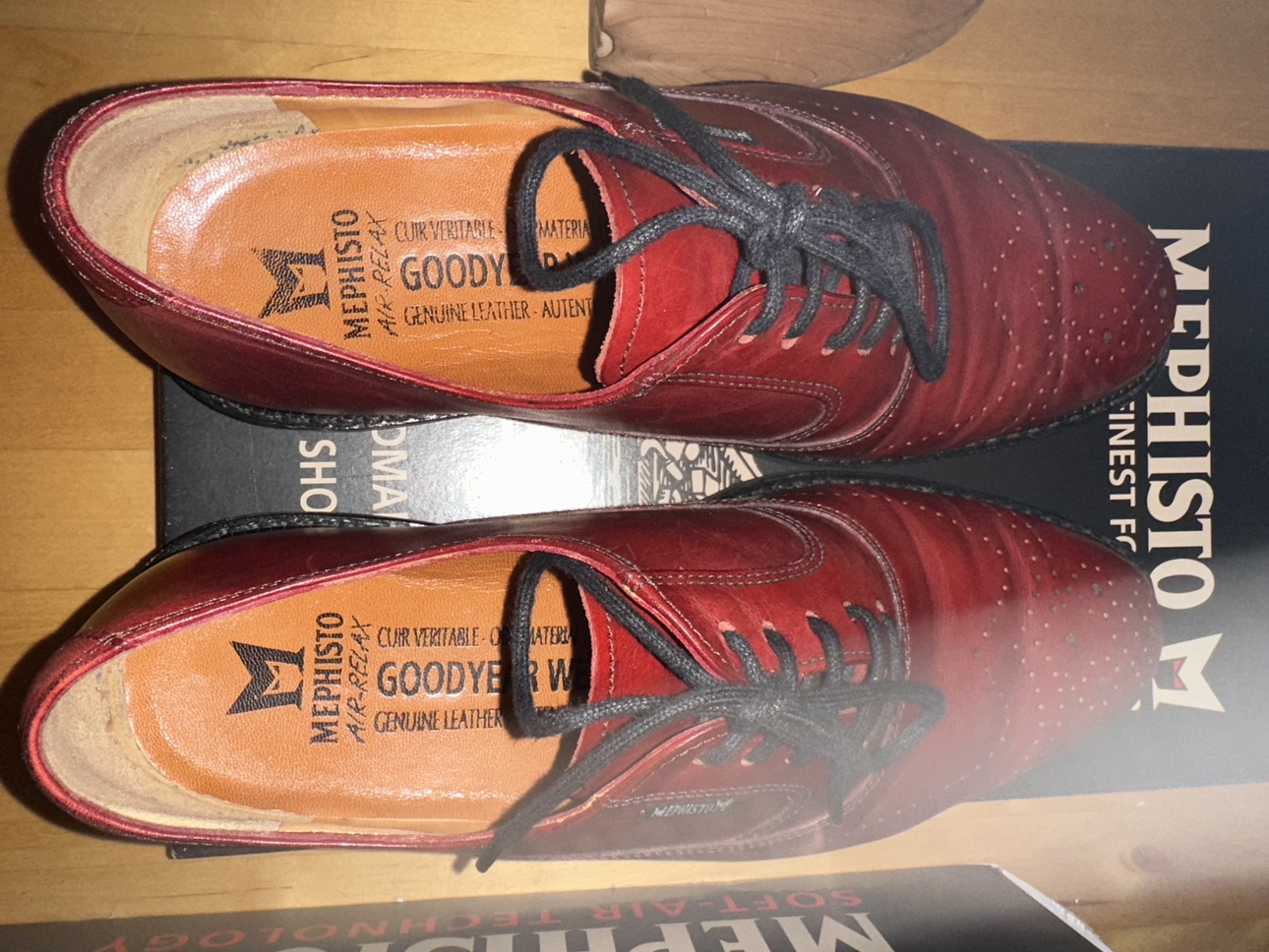 Mephisto Goodyear Welt Red Leather Oxford Shoes image indicator(2)