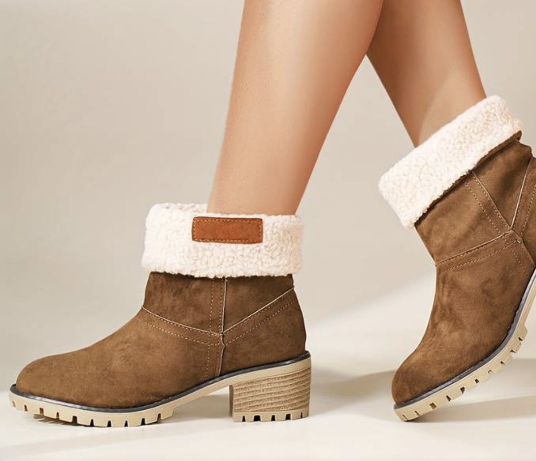 Brown Faux Suede Winter Boots thumbnail