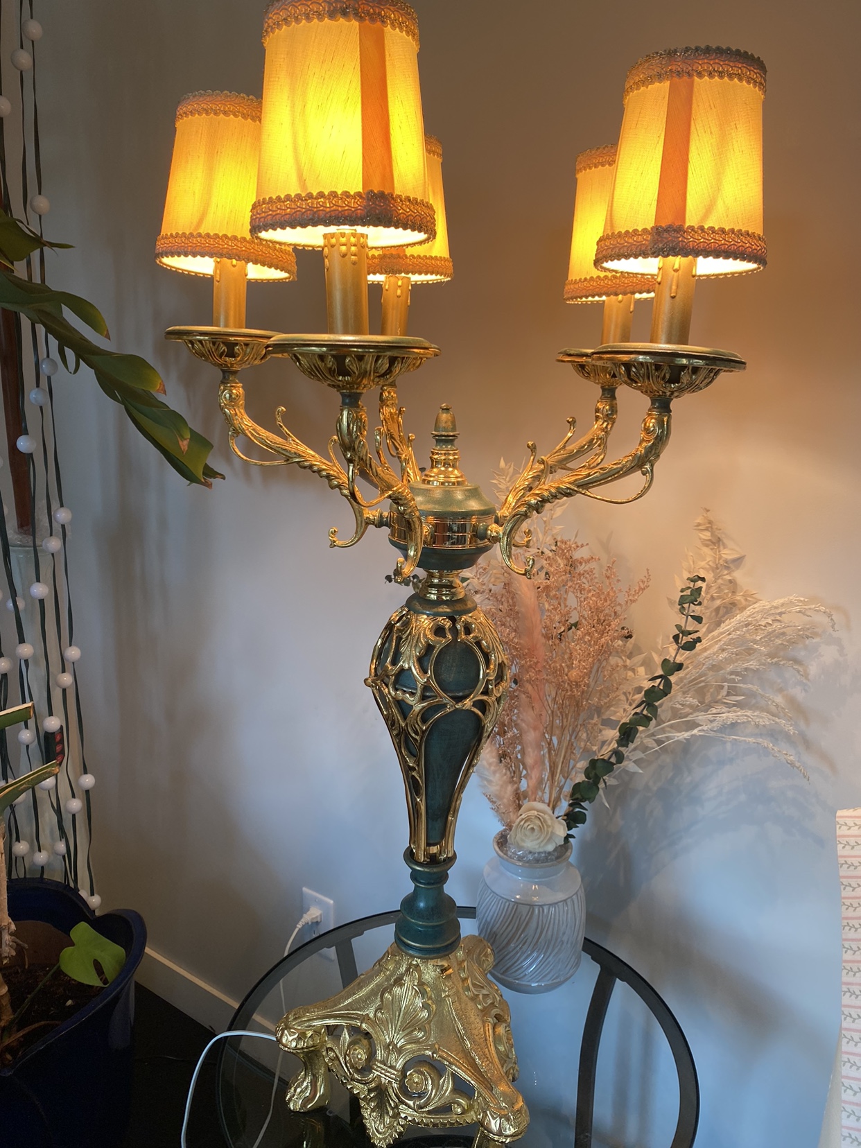 Vintage Ornate 5-Arm Candelabra Lamp - photo 3