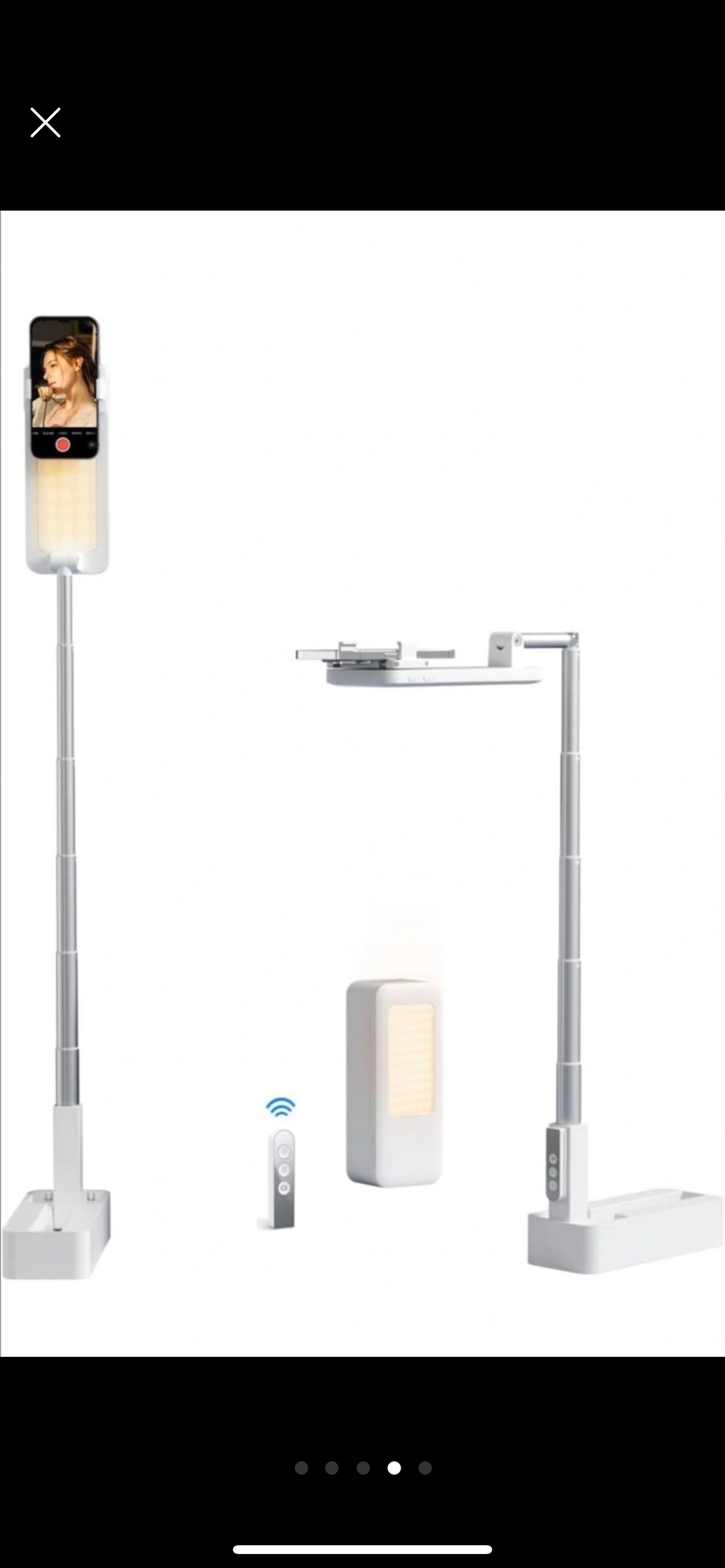 Adjustable LED Phone Stand for Recording, 360° Rotation image indicator(7)