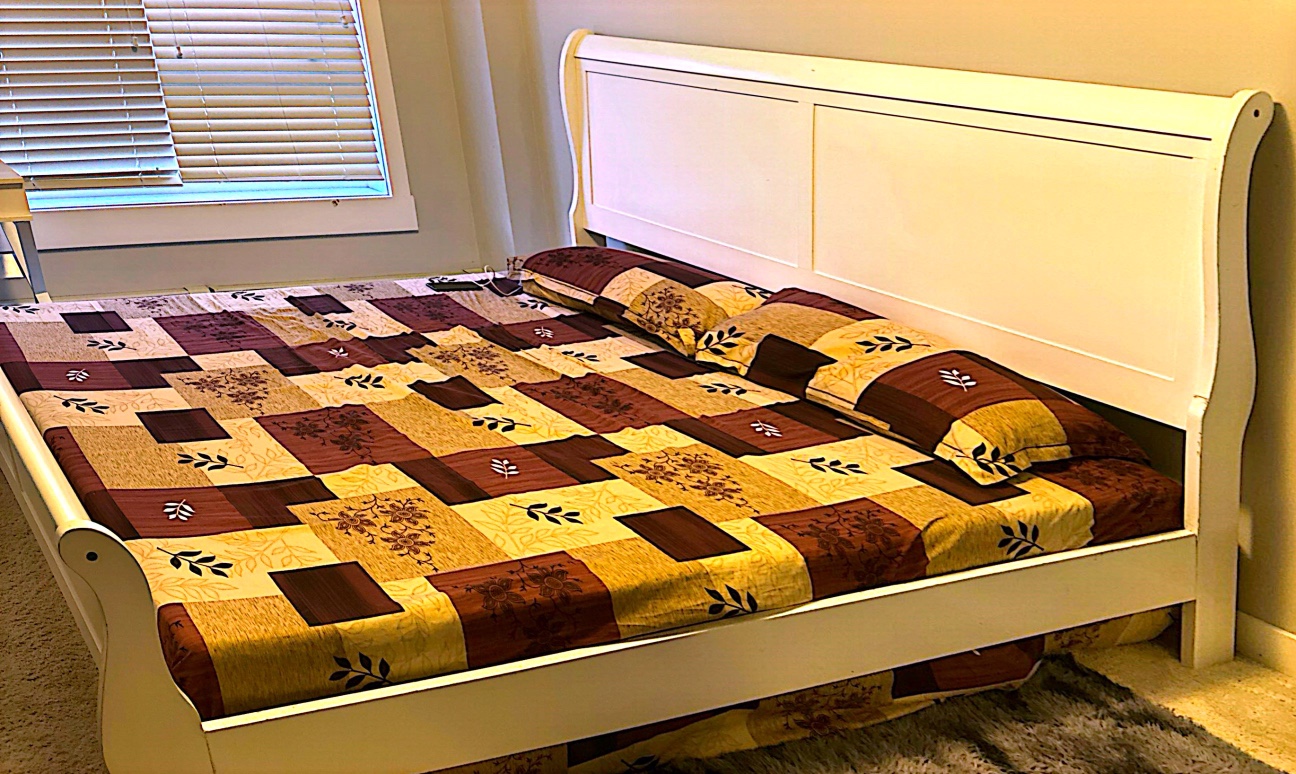 White Sleigh Bed Frame head board and foot side board and siding - photo 2