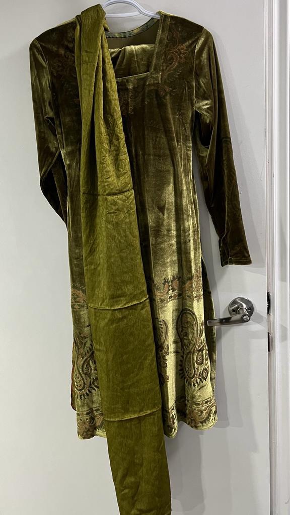 Green Velvet Dress 3 Piece