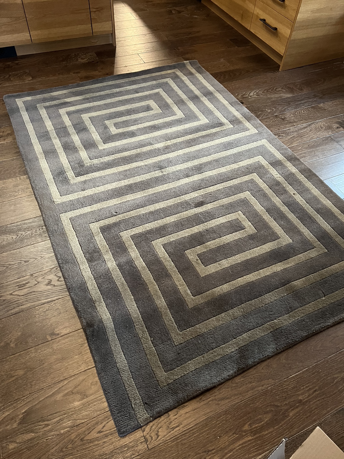 Geometric Brown and Beige Rug