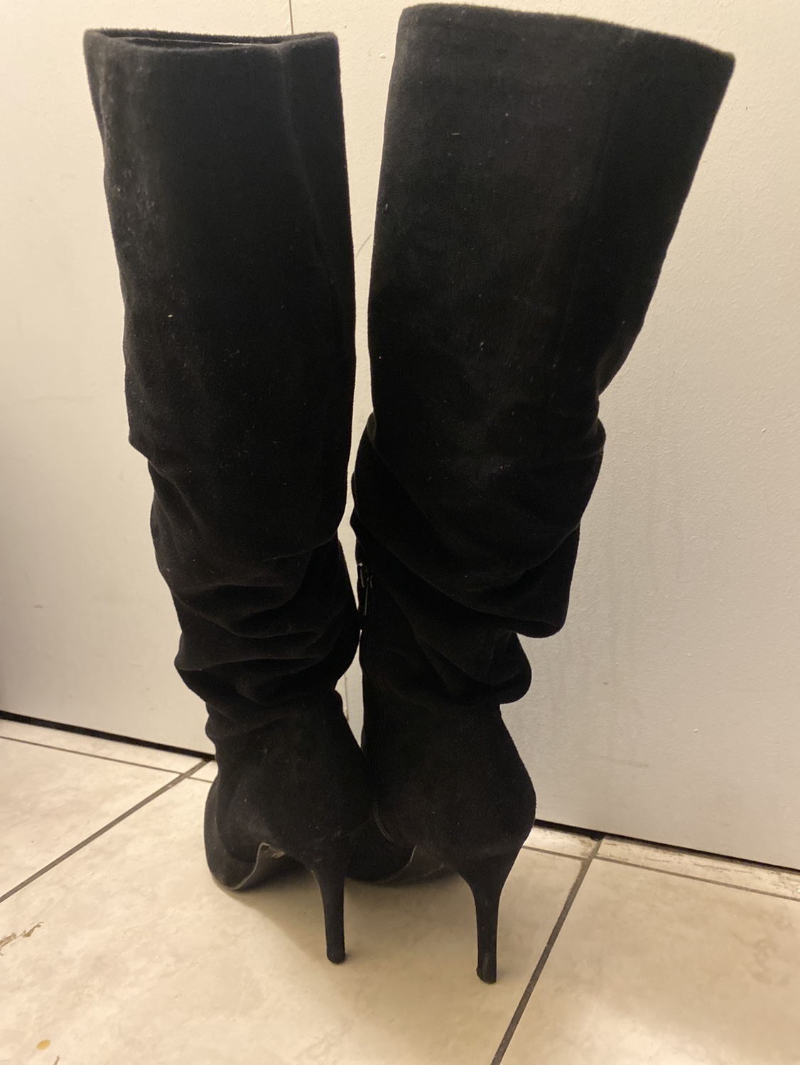 Black Suede Knee-High Boots - photo 5