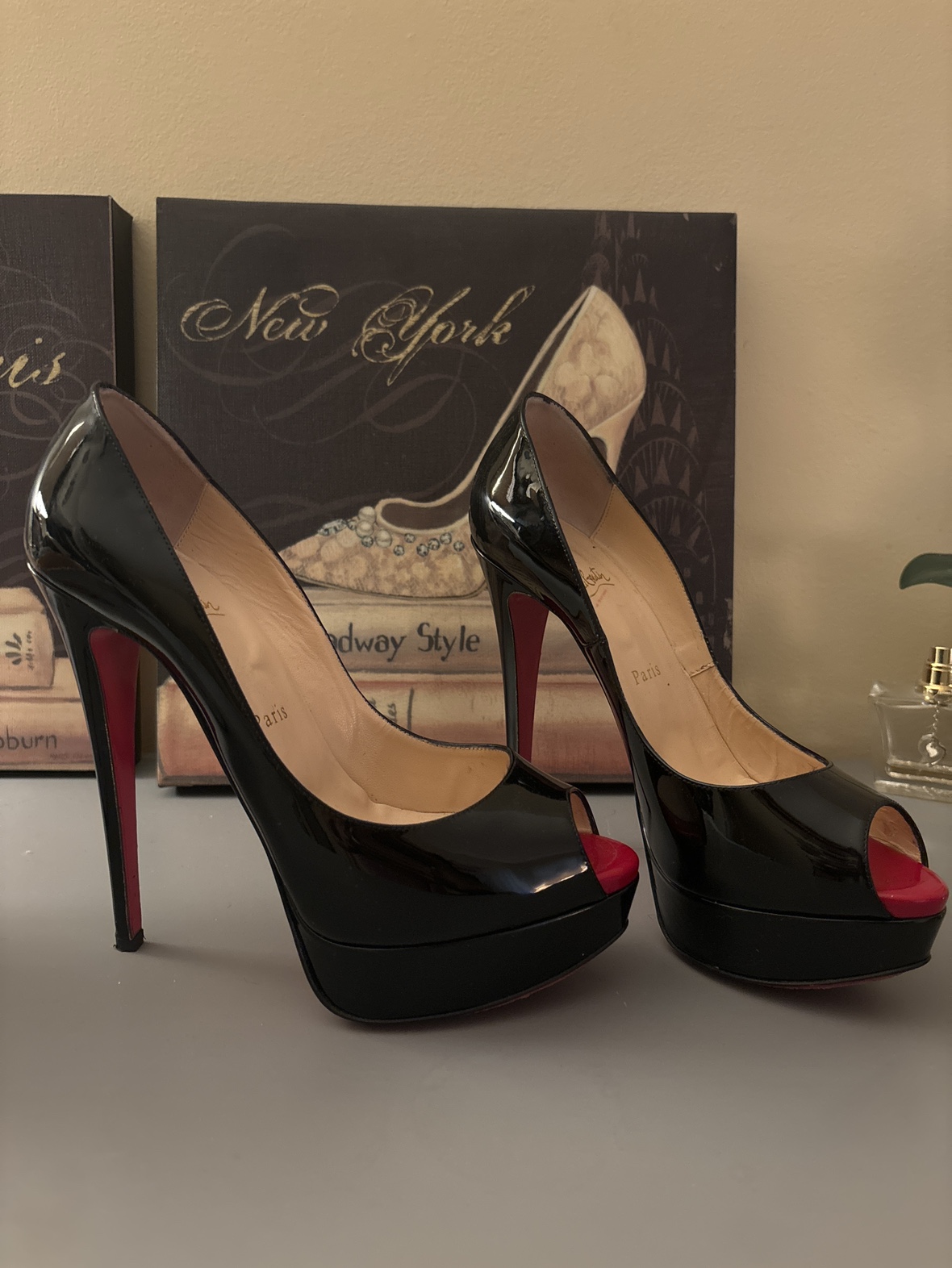 Christian Louboutin Black Peep Toe Heels