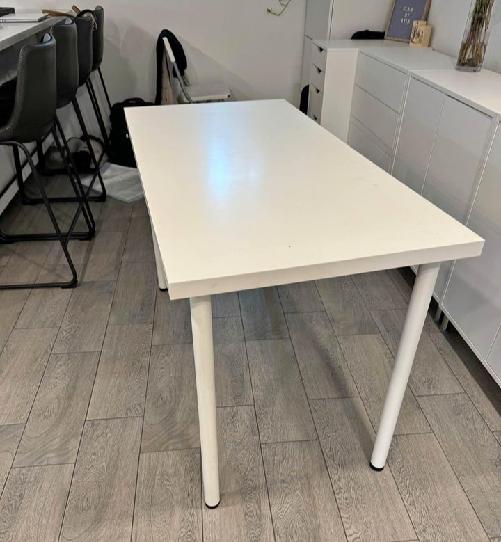 White IKEA desk/table (4 ft x 2 ft) w/4 height adjustable legs