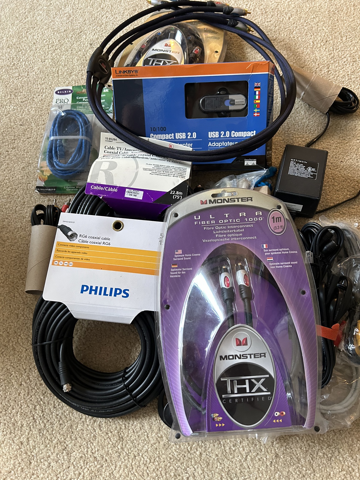 Assortment of Audio and Video Cables
