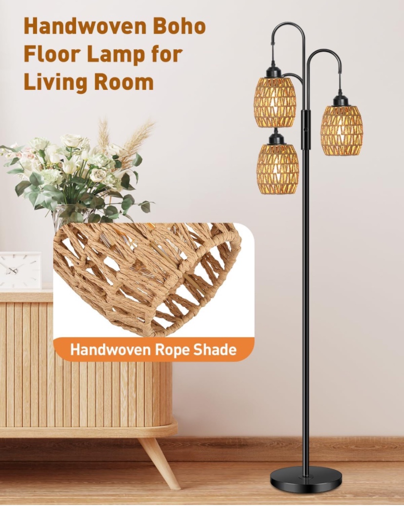Metal Standing Lamp with Handmade Rope Lampshades - photo 2