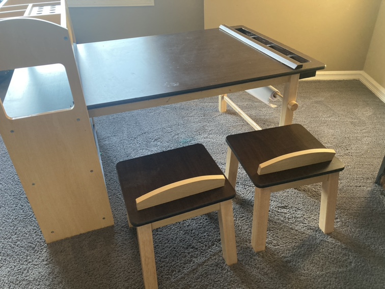 Kids Art Table With Storage and Two Stools - photo 2