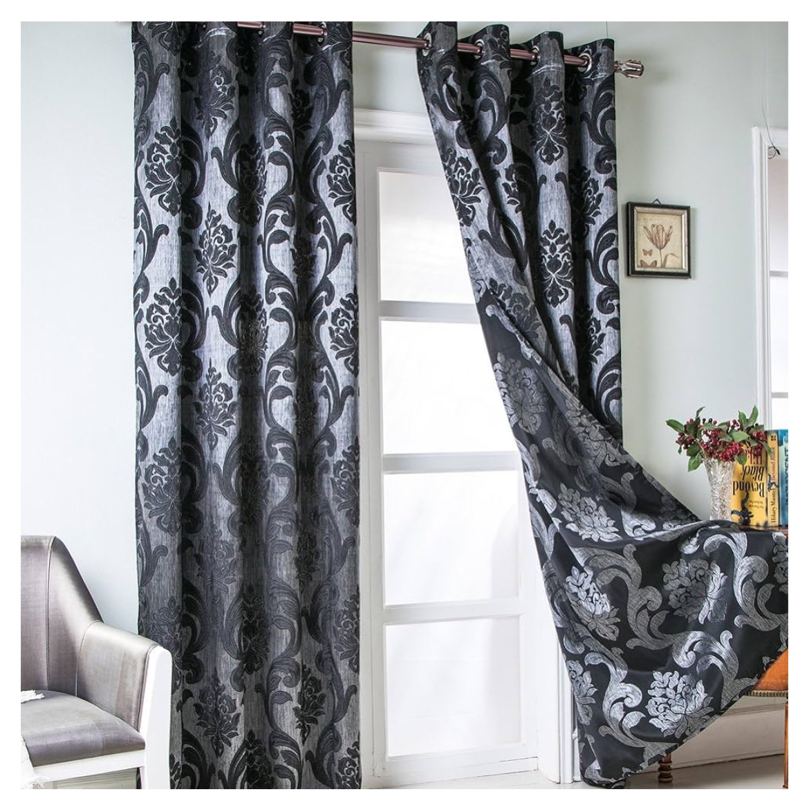 Black curtains 4 panels
