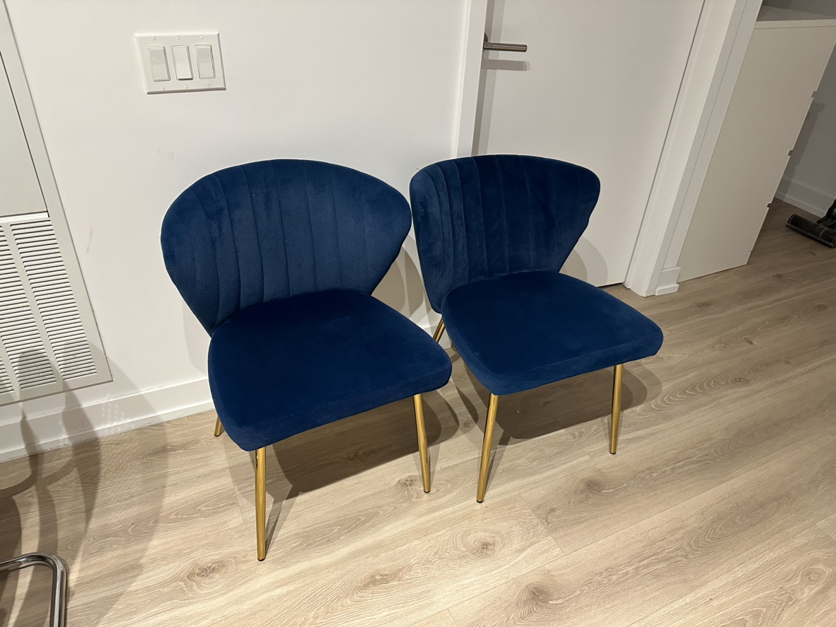 Blue and gold Velvet Side/accent/vanity Chair - photo 4