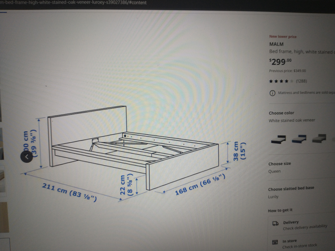 Ikea Malm bed with mattress, qeen - photo 2