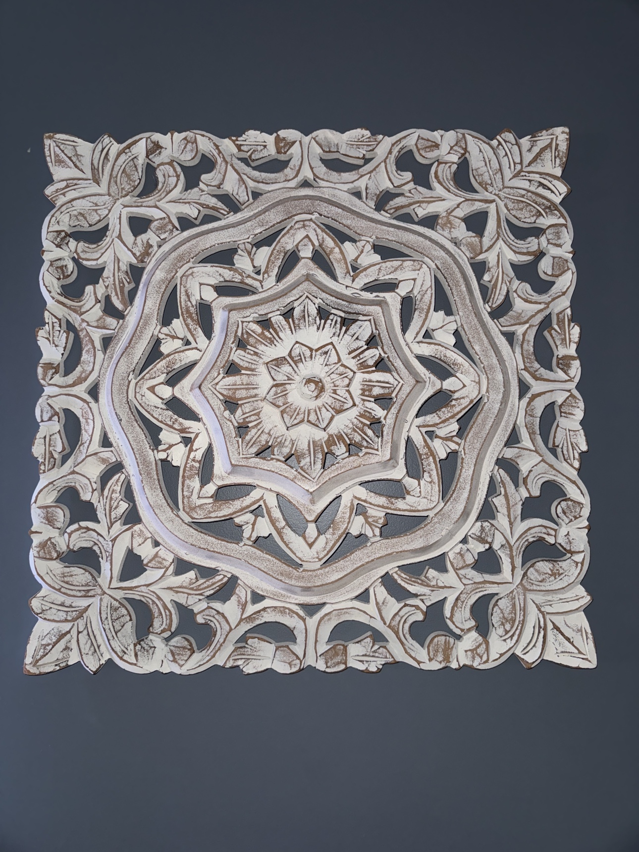 White Carved Wood Wall Decor