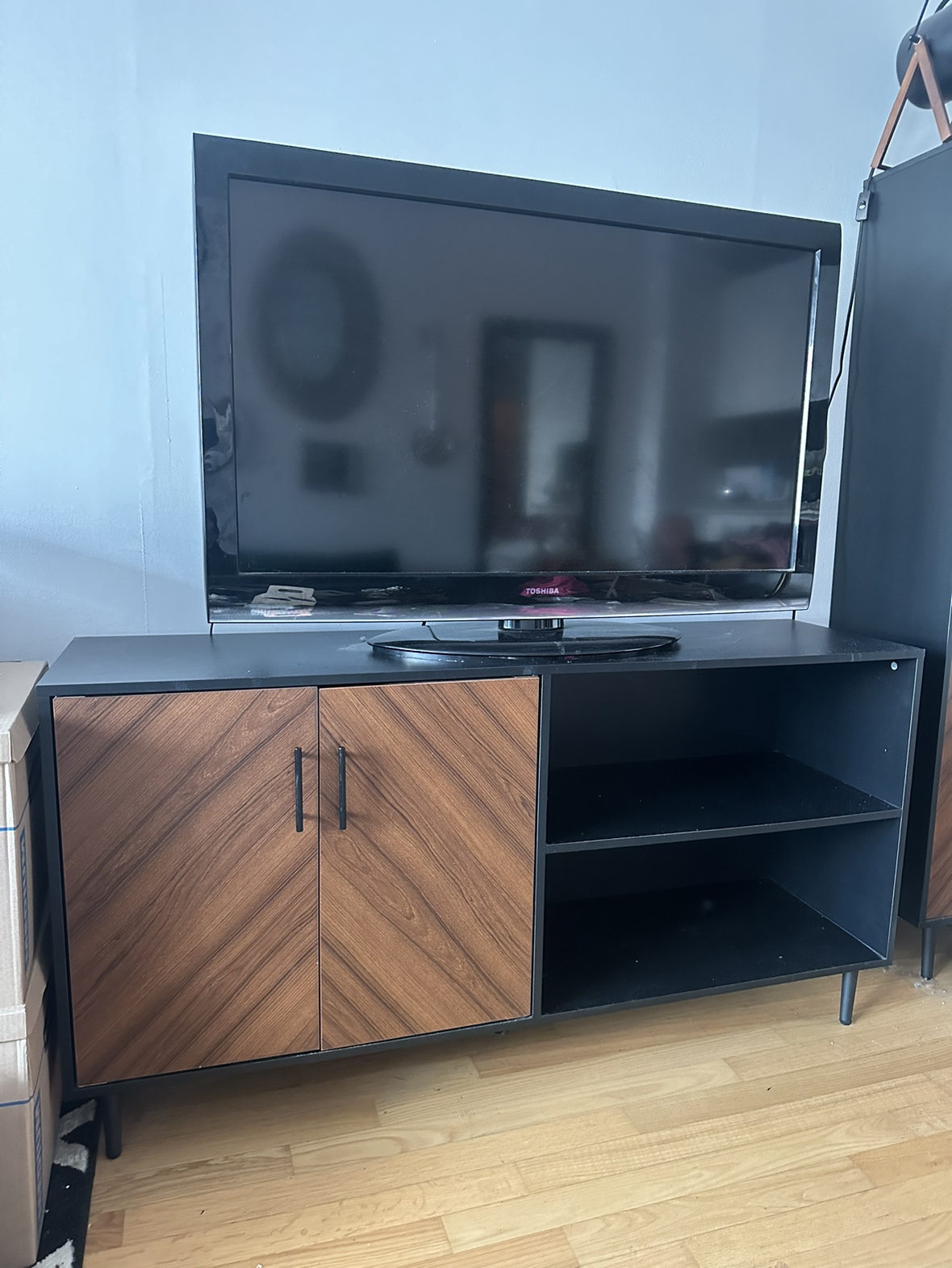 Modern TV Console w/ Media Storage & Cable Management