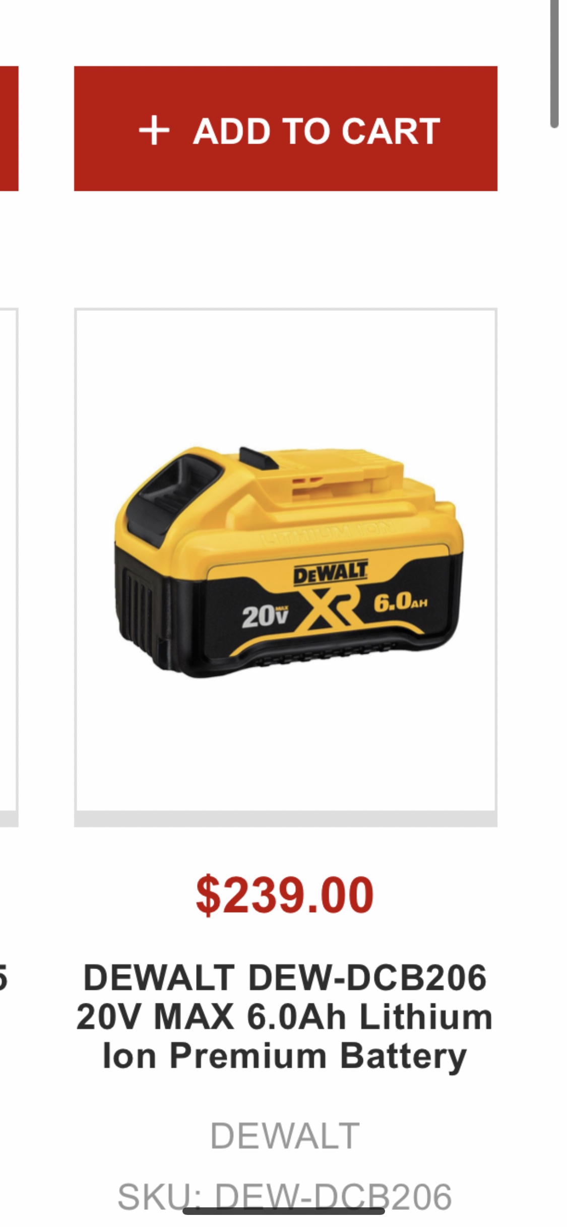 DEWALT DEW-DCB206 20V MAX 6.0Ah Lithium Ion Battery thumbnail