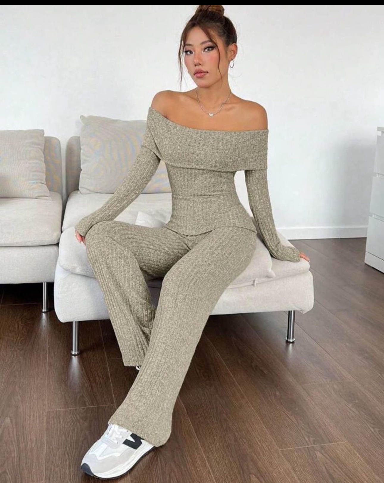 Off the Shoulder Knit Jumpsuit - photo 5