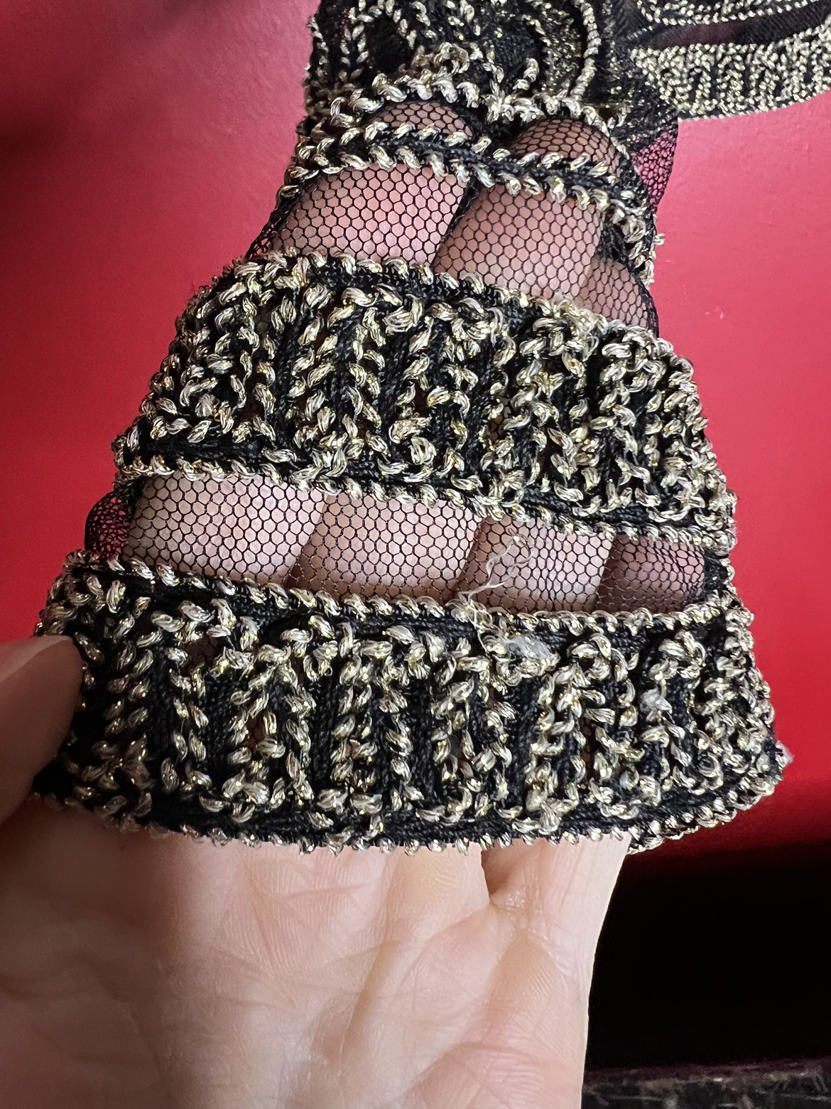 Slightly cropped Vintage Black/gold Sheer button down - photo 3