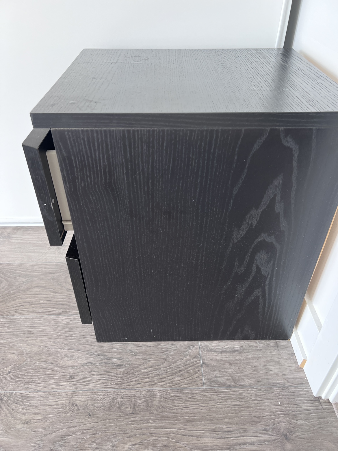 A Black Two-Drawer Nightstand - photo 4