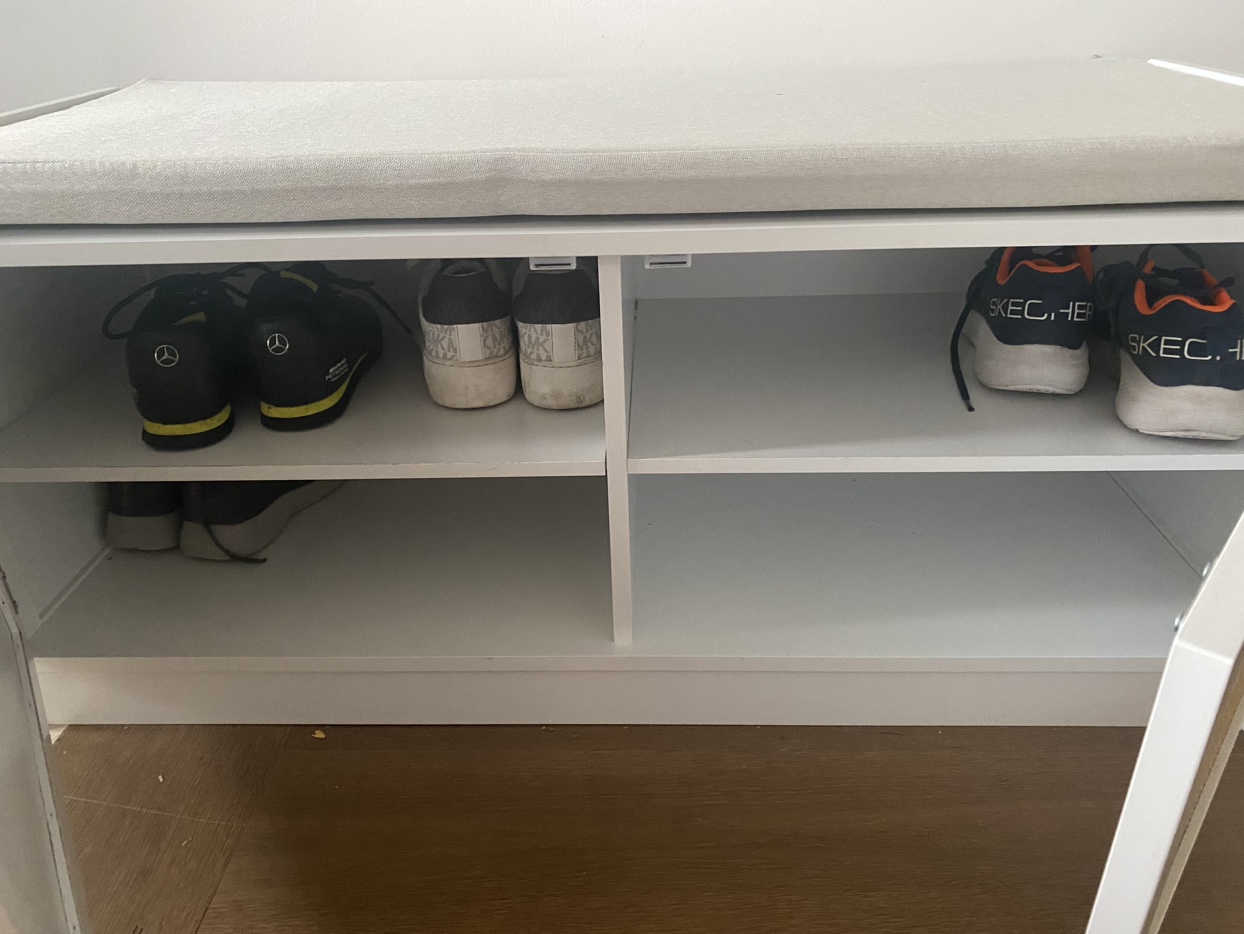 White Shoe Bench with Storage