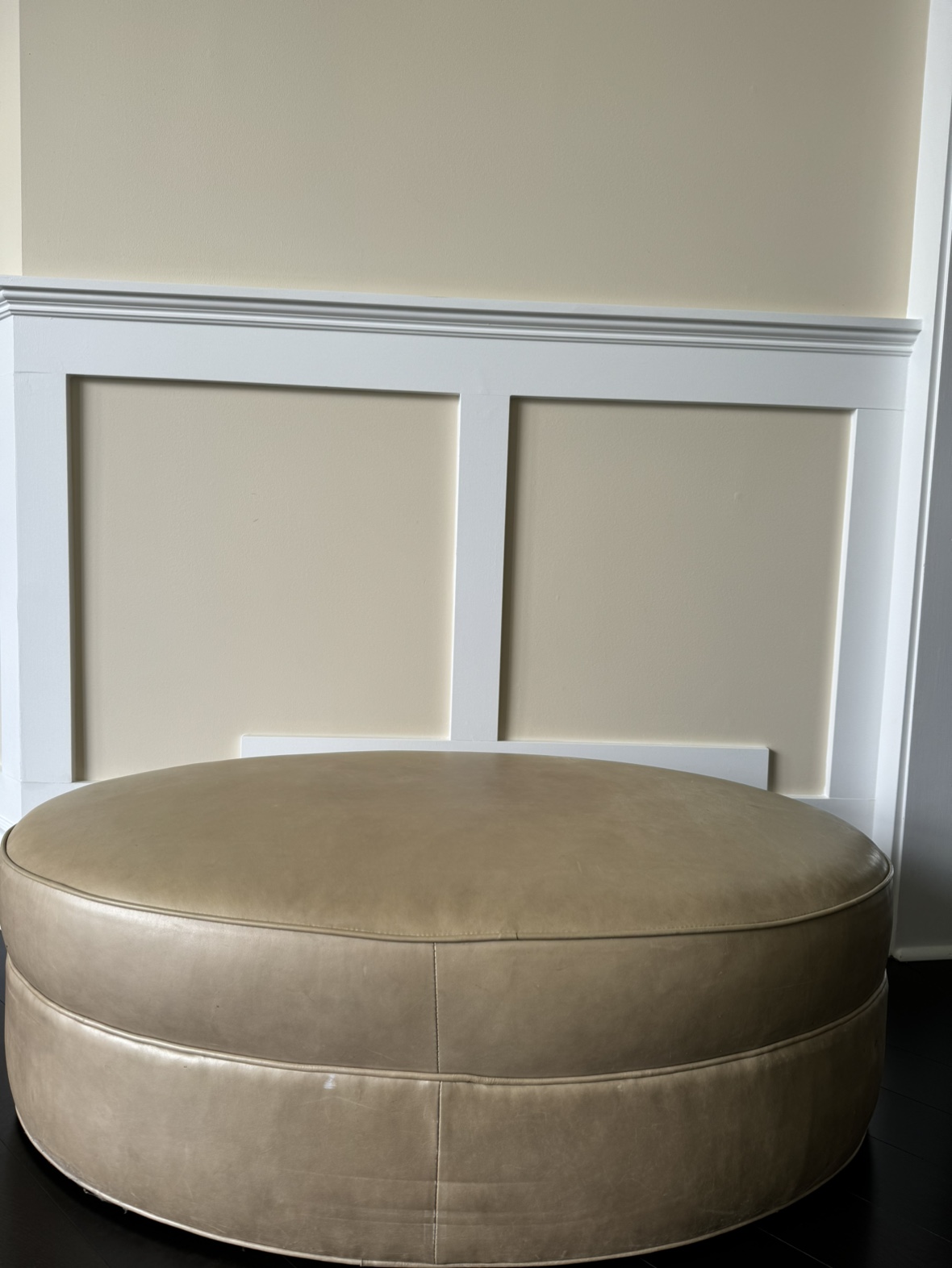 Leather Ottoman (beige)