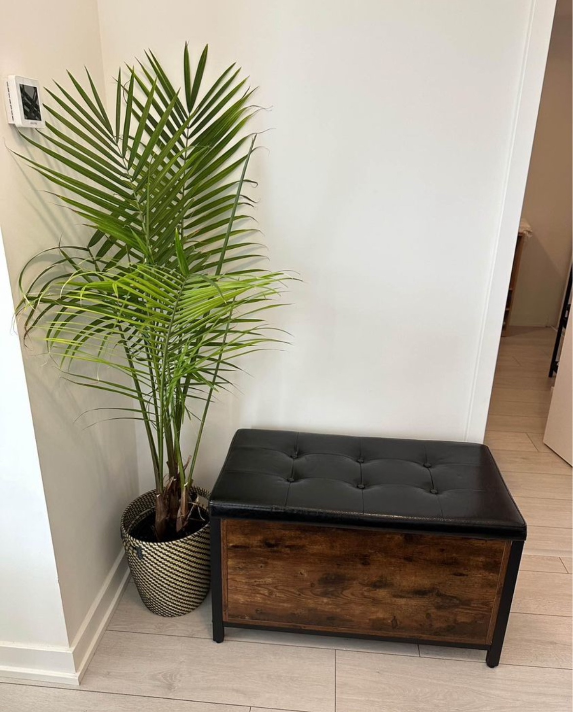 Storage Bench with Faux Leather Top (Rustic Brown + Black) - photo 4