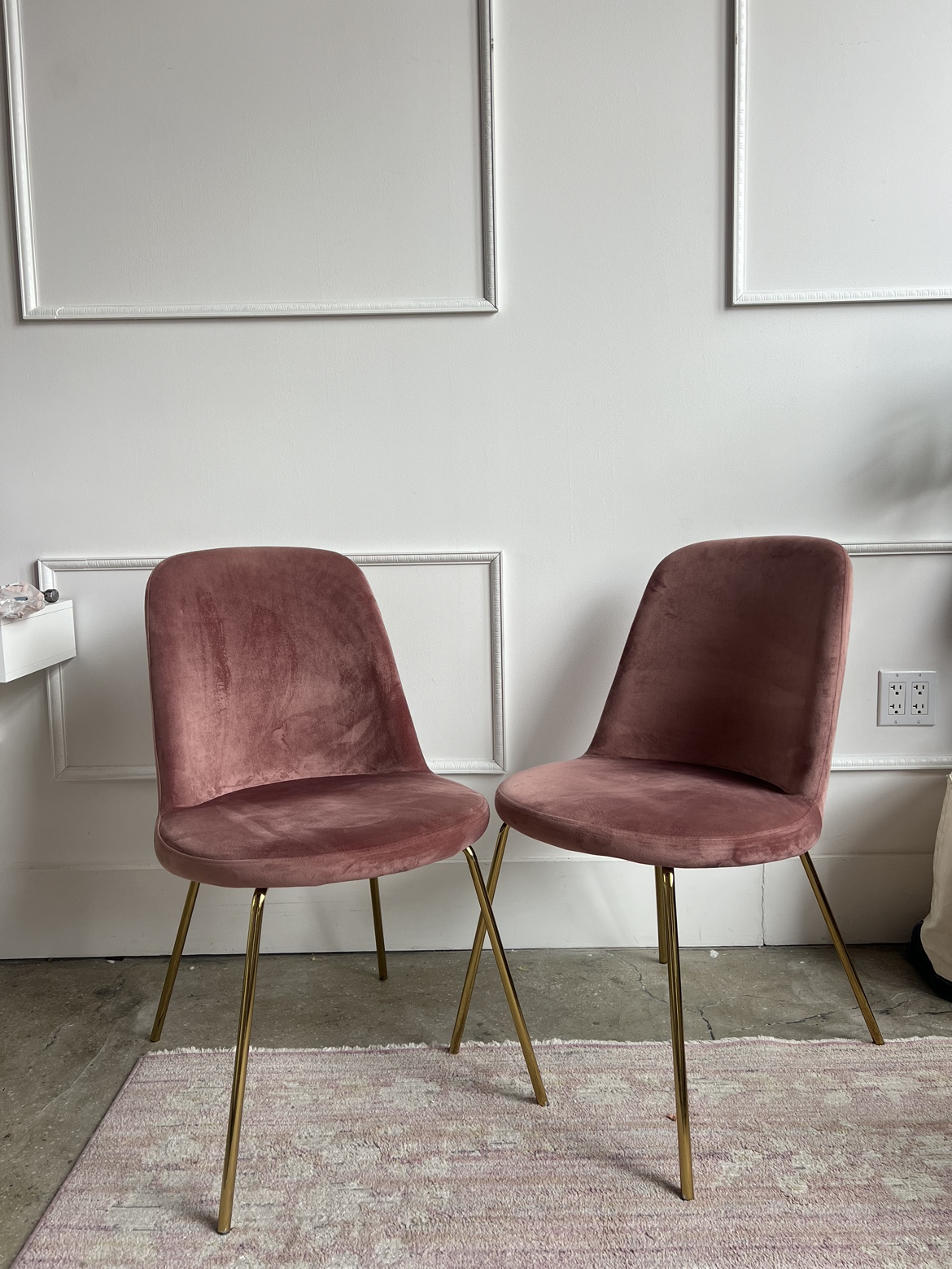 Blush Pink Velvet Upholstered Side Chairs