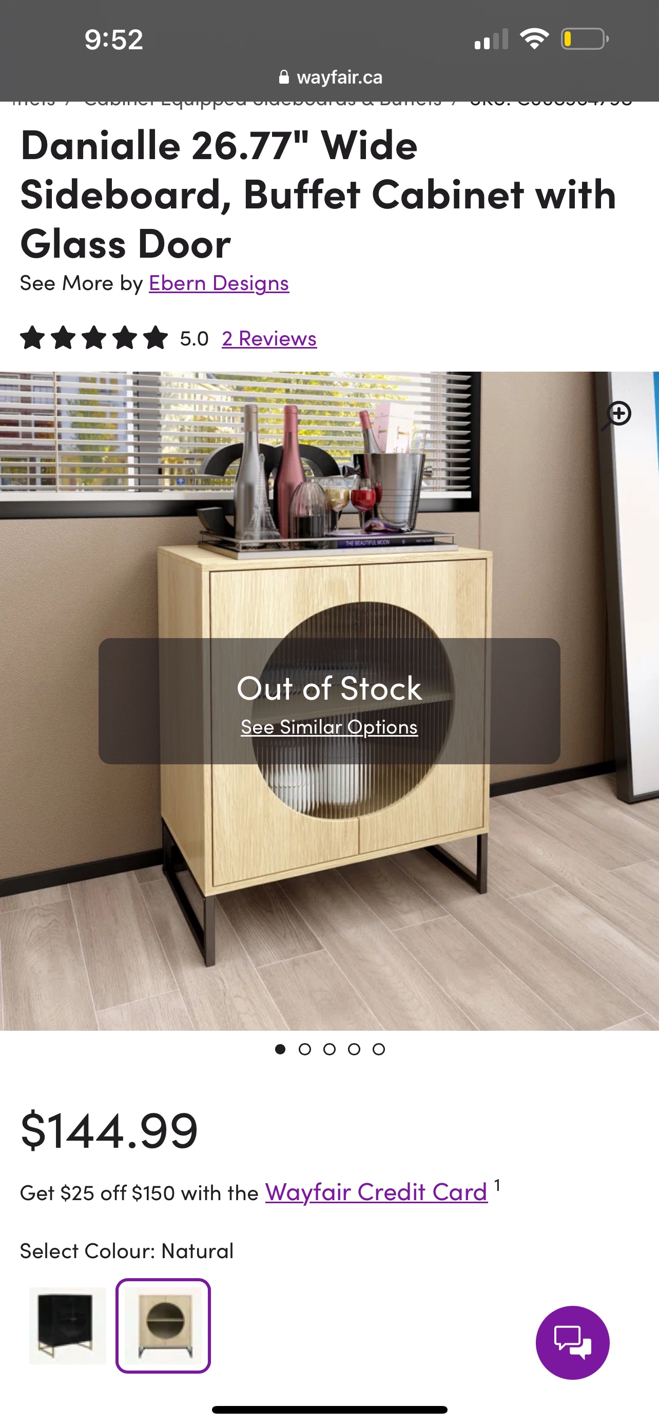 Coffee bar/buffet cabinet with glass door - photo 2