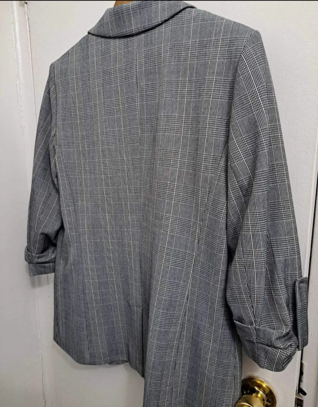 Reitmans 3/4 sleeve patterned buttonless blazer image indicator(2)