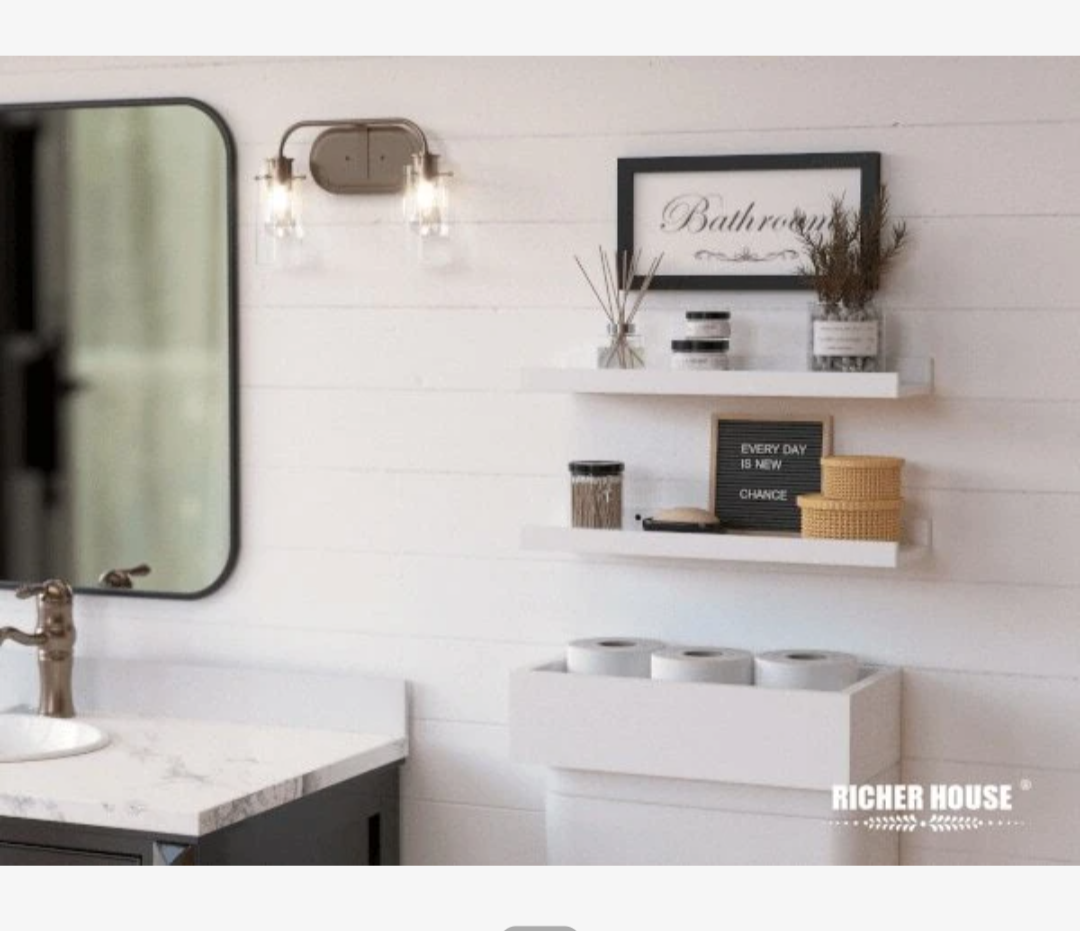 White Floating Shelves with Decor Box - photo 2