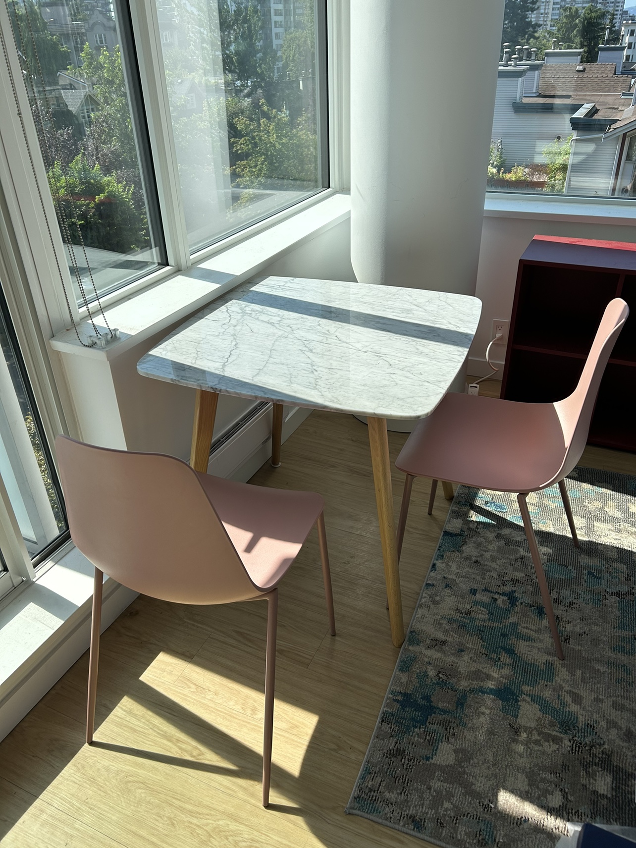 Marble Top Dining Table with Two Chairs