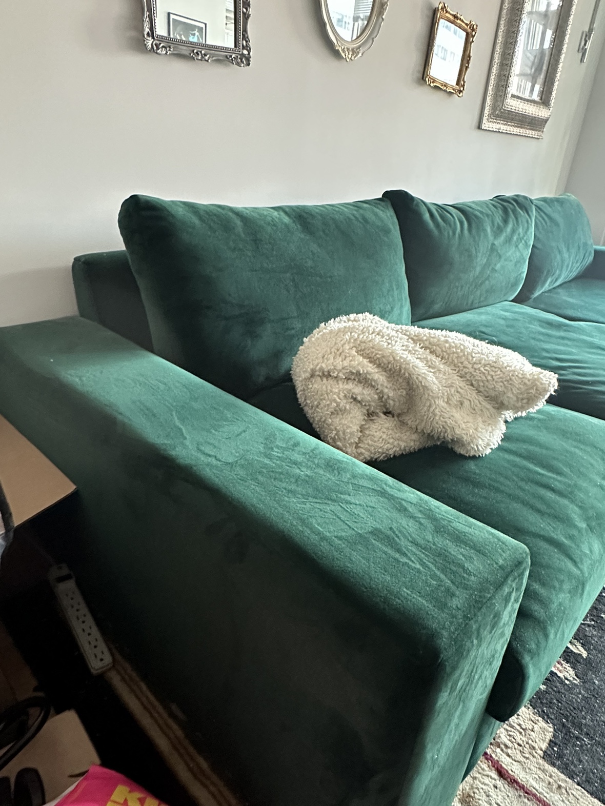 Green Velvet Right Sectional (Joybird) - photo 2