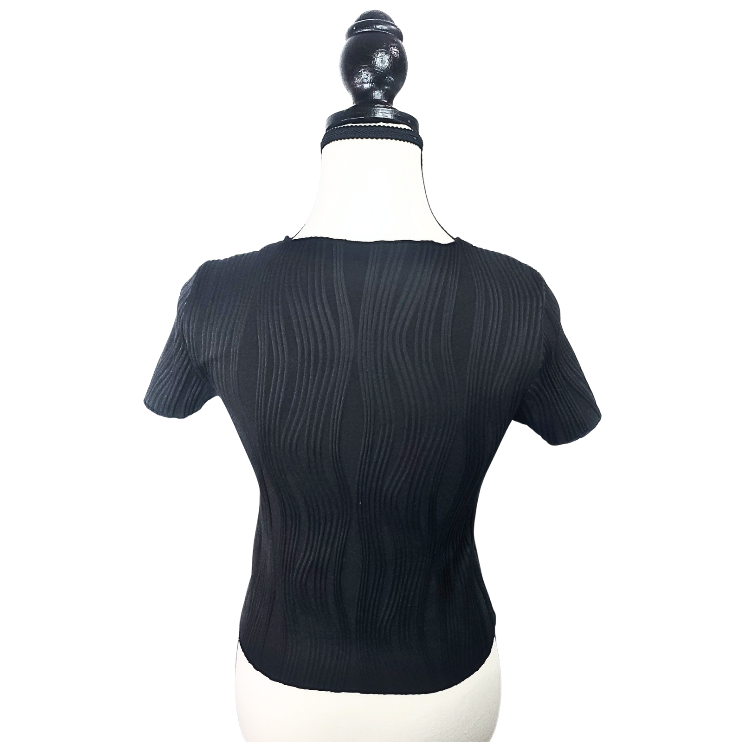 Black Ribbed Short Sleeve Top - photo 3