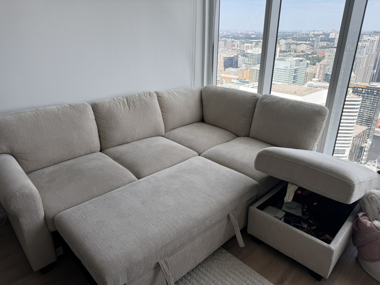 Structube Sectional Sofa with Storage Ottoman