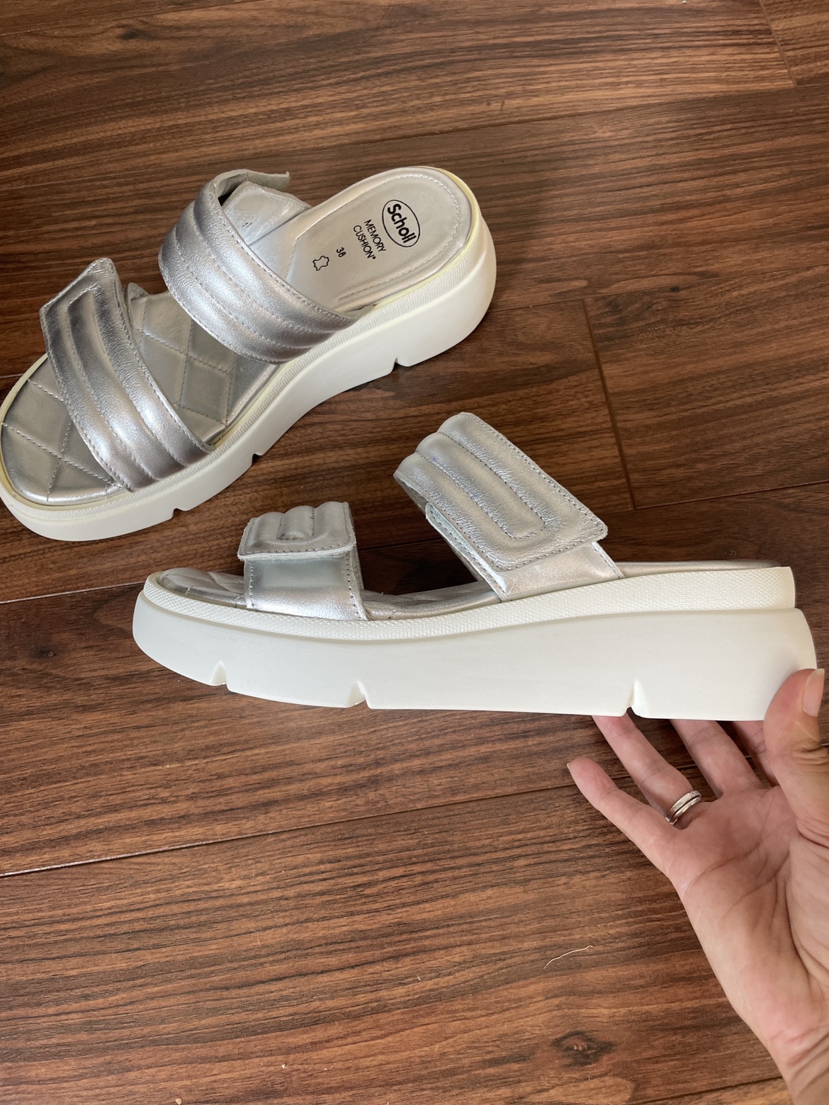 Dr Scholl silver platform slides image indicator(2)