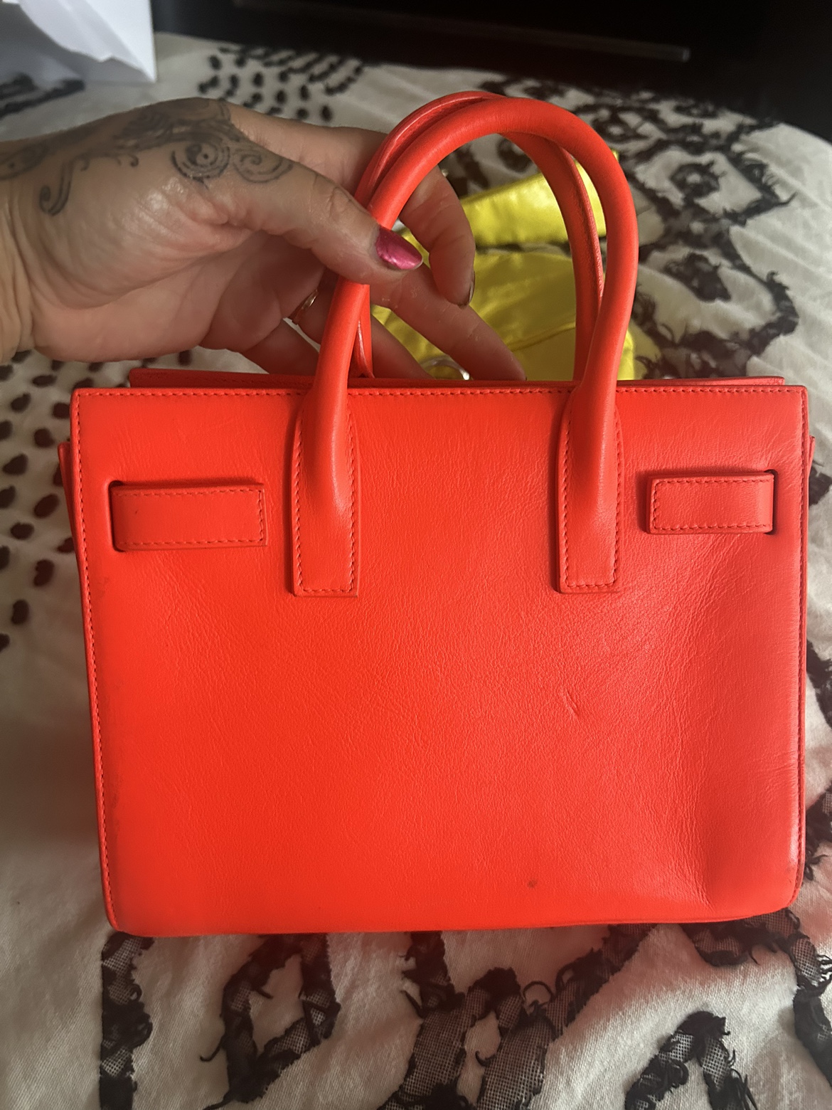Yves Saint Laurent Neon Orange Sac De Jour Bag - photo 2