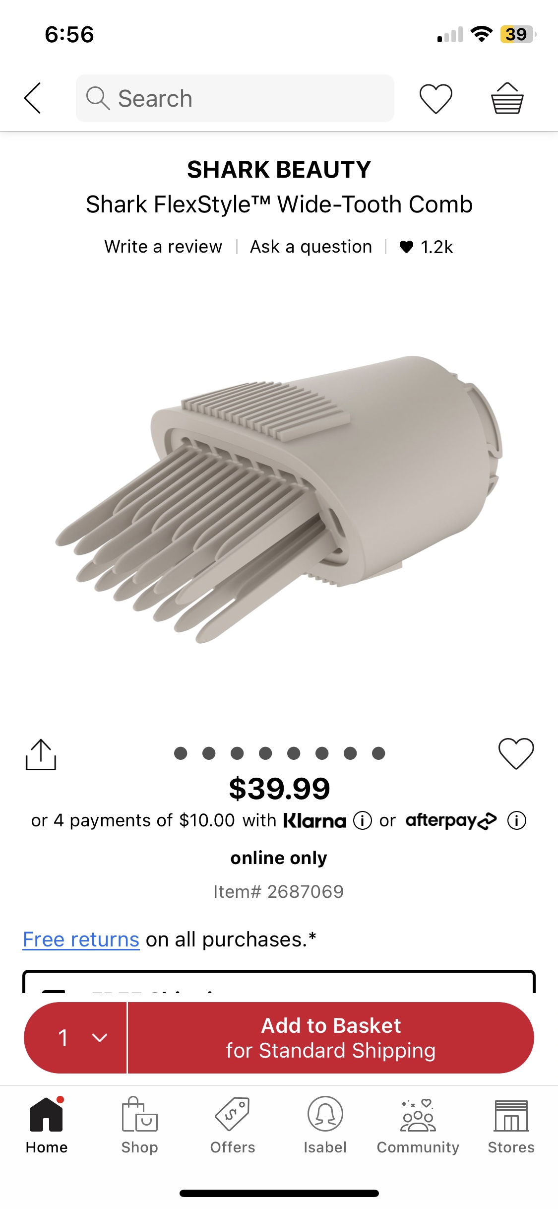Shark FlexStyle Wide-Tooth Comb