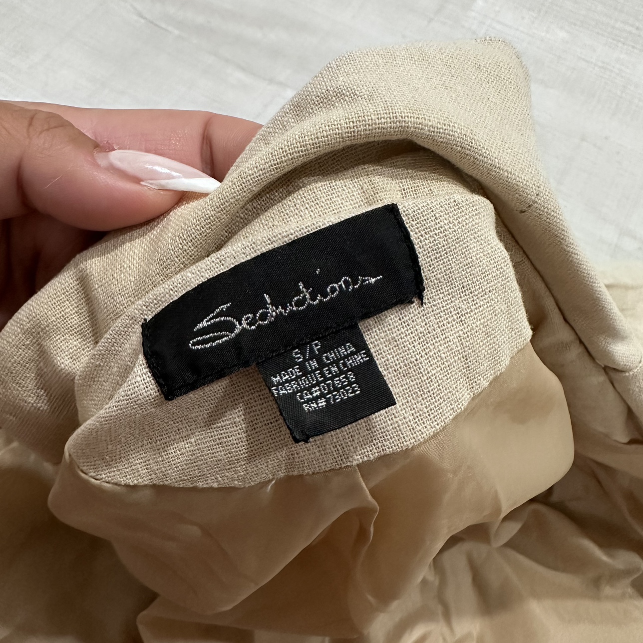 Seductions Beige Shoulder Padded Single Button Blazer image indicator(6)